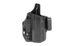 Bravo Torsion Hellcat Pro IWB RH black holster, angled front view with belt clip and hardware
