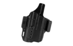 Bravo Torsion LB Glock 19 TLR1 RH black holster, angled front view with belt clips and hardware
