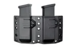 BRAVO DBL MAG PCH FOR G43/SHIELD SML black double magazine pouch, front view with two magazines