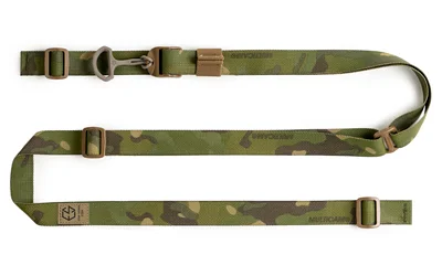 Edgar Sherman Design ESD Sling, Multicam Tropic laid flat with buckles and pull loop