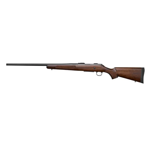 CZ CZ 600+ American, right-side view with walnut stock, black barrel and mounted magazine