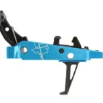 CMC AK47 TRIGGER 2.0 FLAT 3-3.5LB, side view of blue trigger housing with black flat trigger