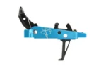 CMC AK47 TRIGGER 2.0 FLAT 3-3.5LB, side view of blue trigger housing with black flat trigger