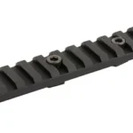 ARISAKA 3 M-LOK SLT PIC RL W/QD SCKT black rail in angled top view with slots and QD socket