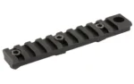 ARISAKA 3 M-LOK SLT PIC RL W/QD SCKT black rail in angled top view with slots and QD socket