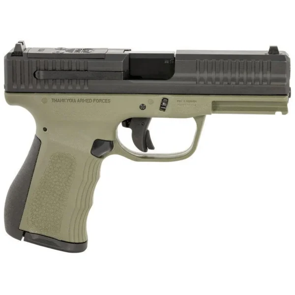 FMK Firearms Inc. FMK Mach 9 Handgun 9mm Luger 10rd Magazine(1) 4" Barrel Optic Ready OD Green Frame