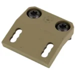 ARISAKA OFST SC MT SPEAR LT FDE M-LOK mount, top view with two black screws and slotted base