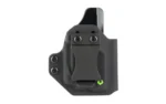 Viridian Holster IWB LCP Rug Max RH black holster, front view with belt clip and screws