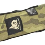 ODIN SPPRSSR MIRAGE CVR 5.5" MC, multicam cover in angled side view with logo patch and loop