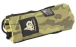 ODIN SPPRSSR MIRAGE CVR 5.5" MC, multicam cover in angled side view with logo patch and loop