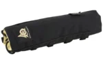 ODIN SPPRSSR Mirage CVR, black angled view with logo patch and tan lining