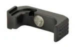 Shield Arms SHLD PREM MAG CTCH FOR GLK43X RH DLC, black magazine catch with round silver accent