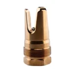 REARDEN FHD FH 1/2-28 HT bronze muzzle device, angled side view with threaded base