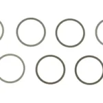 Rugged Shim Kit, seven thin circular metal shims arranged in two rows