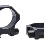 RITON 34MM STEEL PICTINY RINGS angled views of two black scope rings with mounting clamps