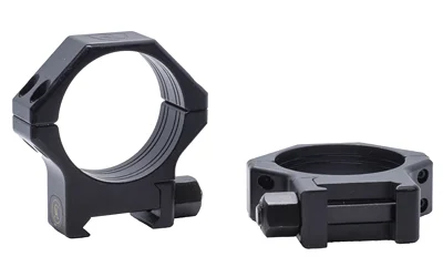 RITON 34MM STEEL PICTINY RINGS angled views of two black scope rings with mounting clamps