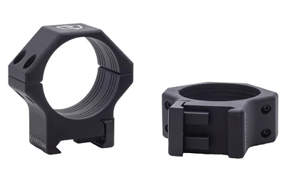 RITON 34MM LIGHT PCTNNY RNGS, black angled view of two scope rings with mounting clamps
