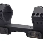RITON 34MM PICATINNY BOLT-ON 0 MOA, black dual-ring scope mount in angled side view