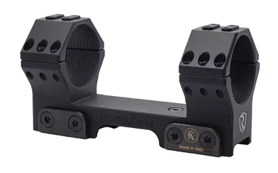 RITON 34MM PICATINNY BOLT-ON 0 MOA, black dual-ring scope mount in angled side view