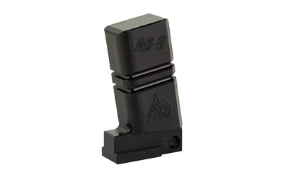 ODIN WORKS LOWER VISE BLOCK AR9 black angled view with stepped body and mounting base