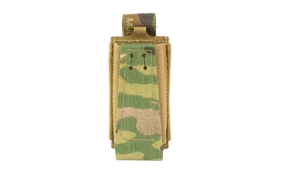 GBRS GROUP SINGLE PISTOL POUCH MC, front view of multicam fabric pouch with top pull tab