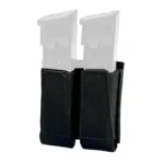 GBRS GROUP DOUBLE PISTOL POUCH BLK black dual pouch, front view with two white inserts