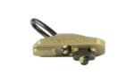 REPTILIA SOCKET SLING LOOP FDE, tan mount with black oval loop in angled front view