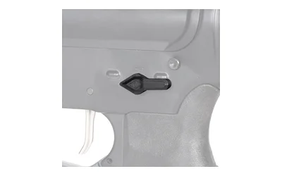 primary-18885 REPTILIA PICKER SFTY SELECTOR BLACK, black selector installed on a gray receiver, left-side view