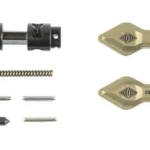 Reptilia Picker Safety Selector FDE, top view of tan levers with spring and hardware