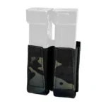 GBRS GROUP DOUBLE PISTOL POUCH MCB front view in black multicam with two magazine inserts