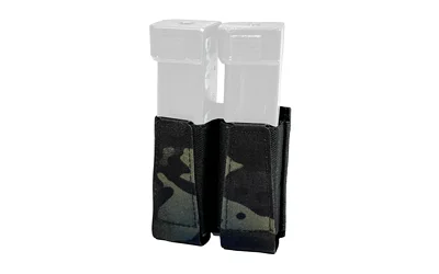 GBRS GROUP DOUBLE PISTOL POUCH MCB front view in black multicam with two magazine inserts