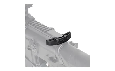REPTILIA PULLER CHARGING HANDLE BLK black charging handle mounted on a gray receiver, top view