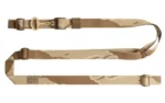 Edgar Sherman Design ESD Sling Desert Tiger Stripe, tan camouflage sling laid flat with buckles