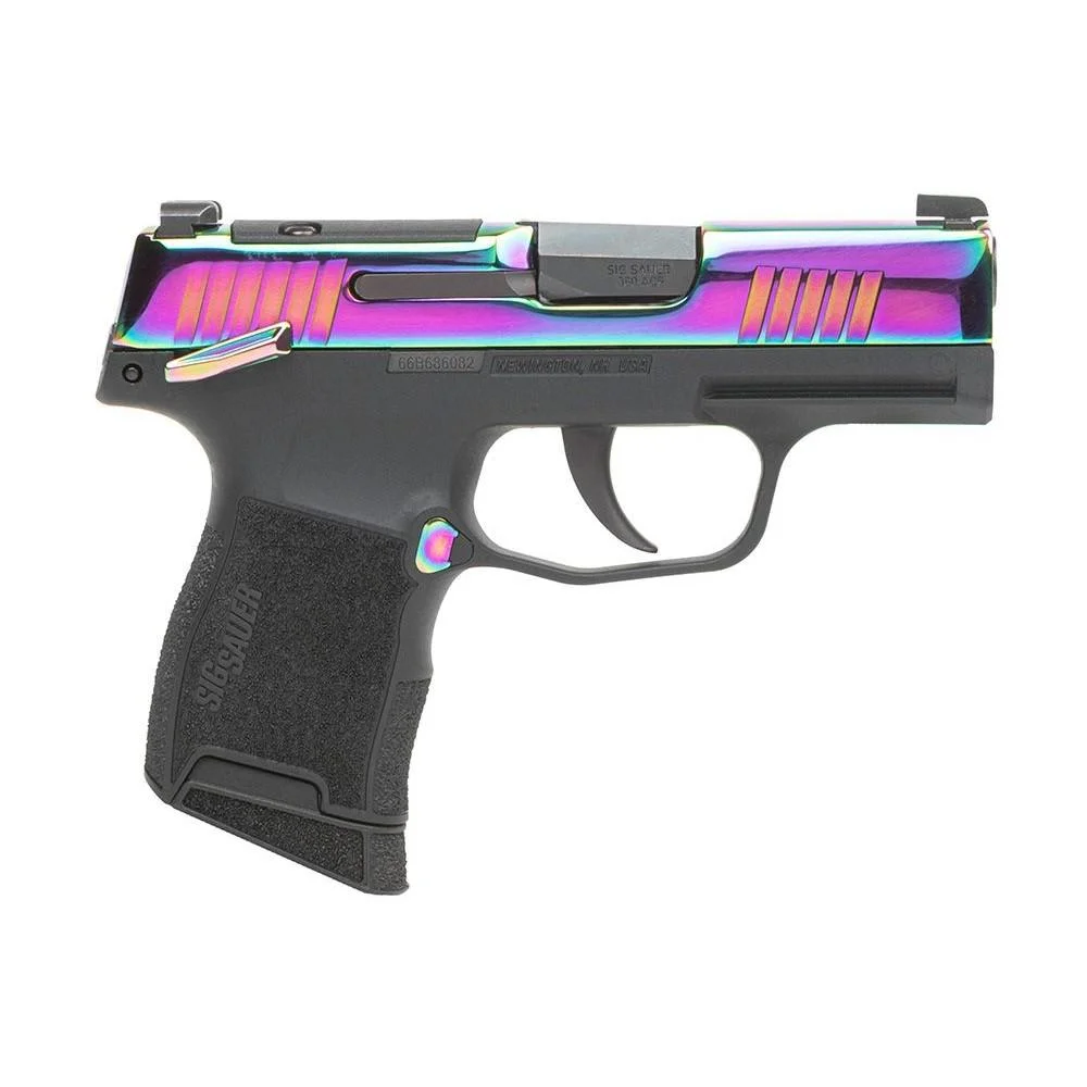 primary-1893 Sig Sauer P365 380 Rainbow Handgun .380 ACP 10rd Magazines (2) 3.1" Barrel Black with Rainbow Slide