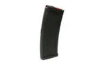 Hexmag Carbon Fiber black rifle magazine, angled side view with textured body and red follower