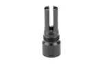REARDEN CYKA FH .375 24X1.5 NITRIDE, black flash hider in upright side view with split prongs