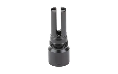 REARDEN CYKA FH .375 24X1.5 NITRIDE, black flash hider in upright side view with split prongs