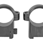 BURRIS MED 1" RINGS CZ527 SA BLK, two black scope rings in front view with mounting clamps