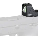 VIRIDIAN CUSTOM RFX LCP MAX black right-side view mounted on a pistol with green-tinted lens