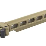 SAMSON B.R.E. RCVR EXT FLD ADPTR FDE tan angled view with folding hinge and slotted extension