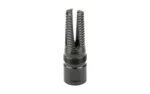 Rearden PNW FH black nitride flash hider with open prongs, angled front view