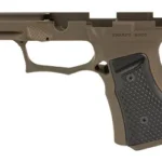 SHARPS GEN3 P365 X/XL BRZ/BLK SAFE, bronze frame side view with black textured grip panels
