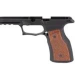 SHARPS GEN3 P365 XMACRO BLK/CHRY, black frame side view with cherry grip panels and rail