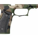 SHARPS GEN3 P365 XMACRO M81, camouflage frame side view with black textured grip panels and rail