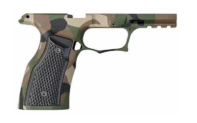 SHARPS GEN3 P365 XMACRO M81, camouflage frame side view with black textured grip panels and rail