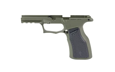 SHARPS GEN3 P365 XMACRO ODG/BLK, olive drab frame side view with black textured grip panels