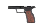SHARPS GEN3 P365 XMAC BLK/CHRY SAFE, black frame side view with cherry grip panels and rail