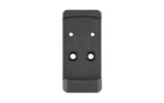 Calculated Kinetics CK FOR GLOCK G5 MOS TO EPS DT PLATE, black top view with four mounting holes