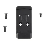 Calculated Kinetics CK FOR GLOCK MOS TO K/RMSC DT PLATE black plate with six screws, top view
