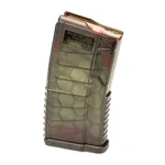 HEXMAG Shorty AR15, translucent smoke magazine with textured panels, angled side view
